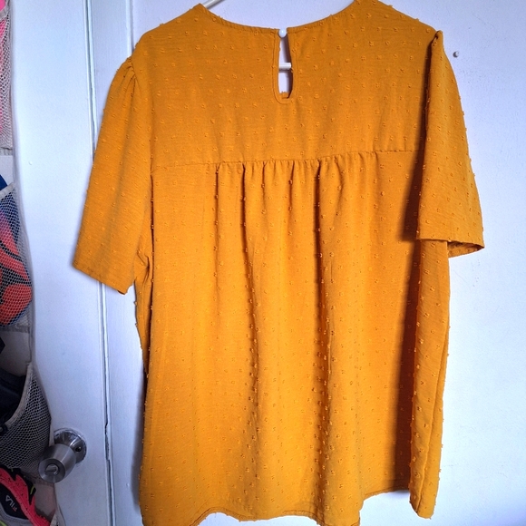 SHEIN 2XL YELLOW MUSTARD SWISS DOT EMBROIDERED SUMMER BLOUSE - Picture 5 of 8